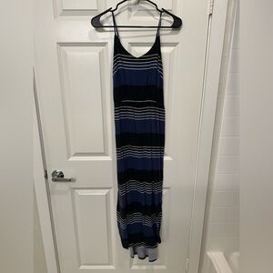 Old Navy Blue and Black Striped Maxi Dress